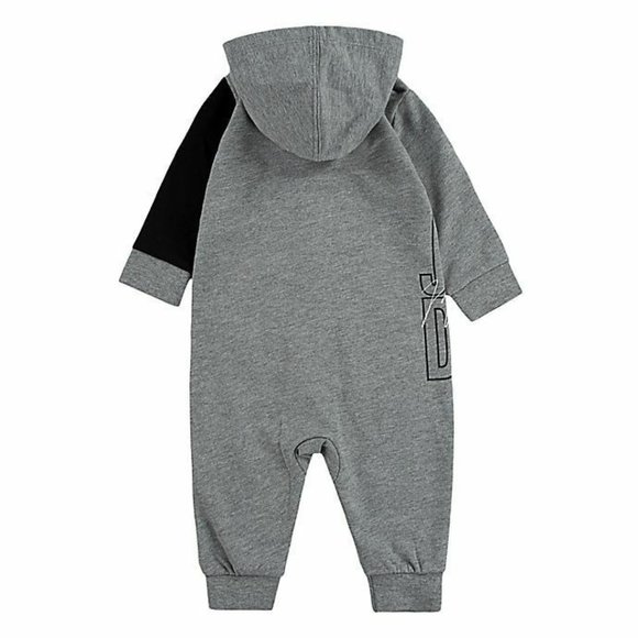 Nike Air Jordan Newborn Signature Coverall Gray Full Zip Hooded Long Sleeve New - Picture 2 of 4